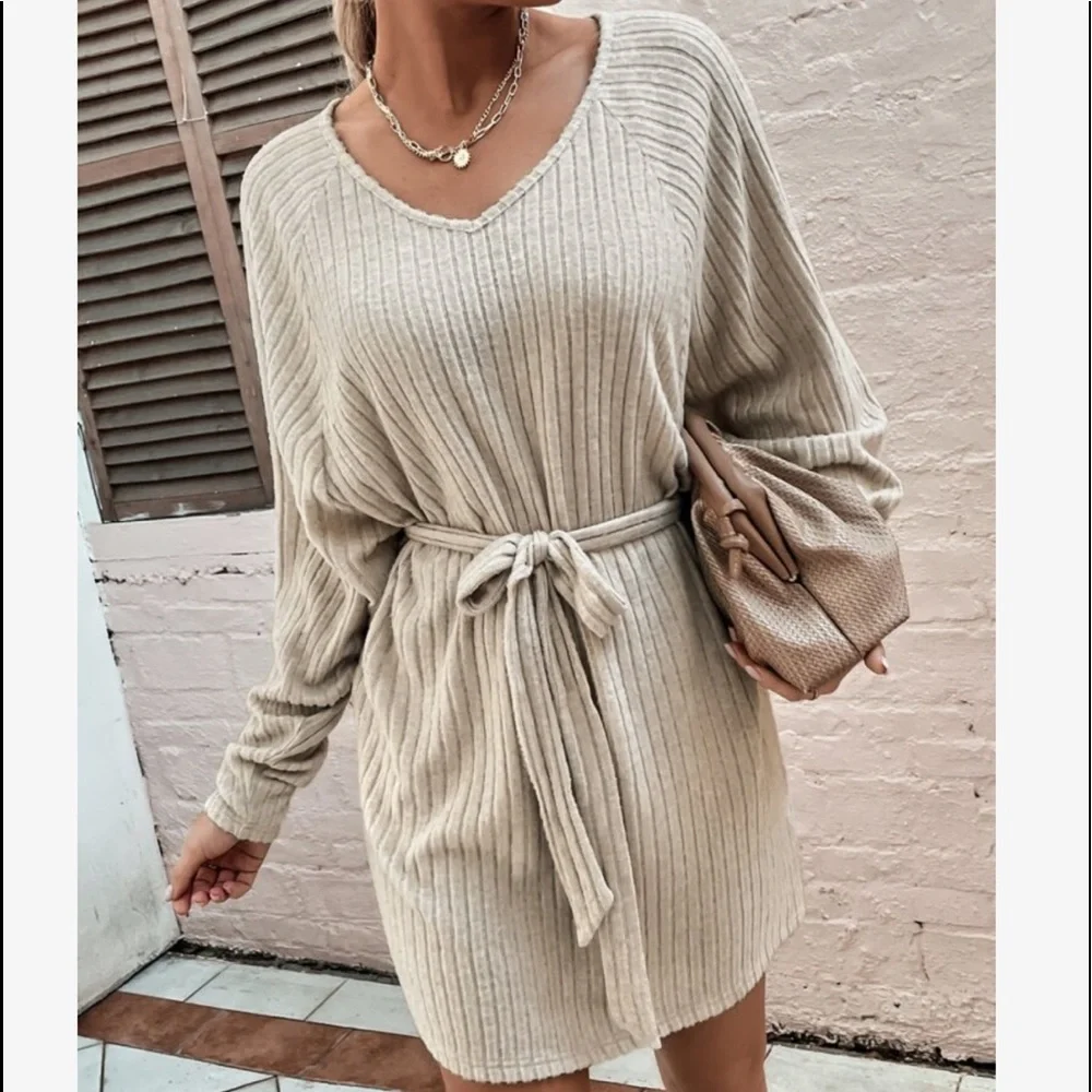 Comfy Relaxed Fit Belted Tee Dress - Picture 6 of 13